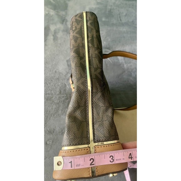 Michael Kors Brown MK Tote Bag with Gold Lightly Worn - Picture 8 of 9